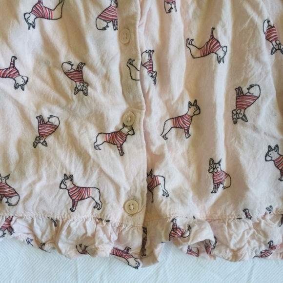 joe fresh lightweight rayon french bulldog long sleeve blouse 4T toddler girls - Picture 3 of 6